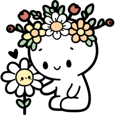 cute stickman spring with daisy