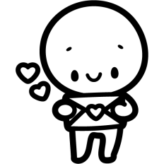cute stickman with love letter lineart