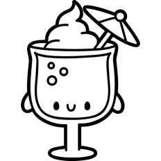 chibi summer drink outline