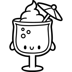 chibi summer drink outline