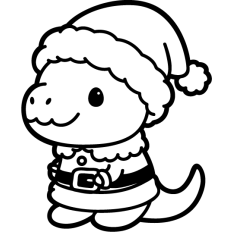cute santa t rex lineart