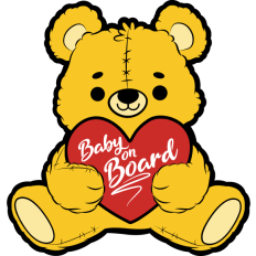 cute teddy bear with heart baby on board