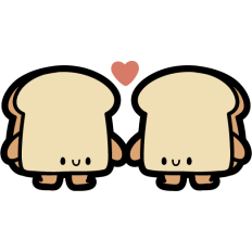 chibi toast couple in love