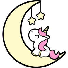cute unicorn on the moon