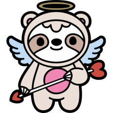 cute sloth in a cupid costume