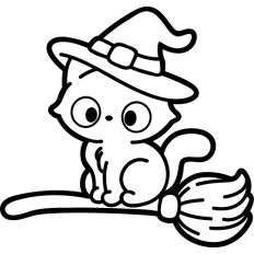 cute witch cat outline