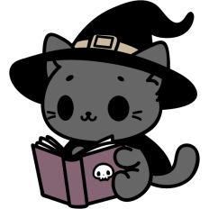 cute reading witch cat
