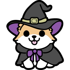 cute witch corgi