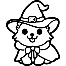 cute witch corgi lineart