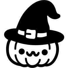 cute spooky pumpkin with witch hat
