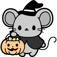 cute wizard mouse with pumpkin basket