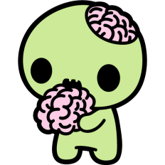 cute zombie eating a brain