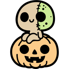 cute zombie sitting on a pumpkin