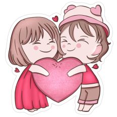 Cute Valentines Couple Holding Heart 