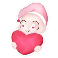 Cute Chibi Holding Heart - Love Print n Cut Sticker
