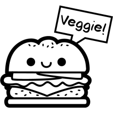 cute veggie burger lineart