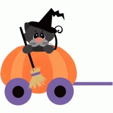 halloween train car with cat and pumpkin