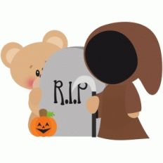 halloween bear with grim reaper