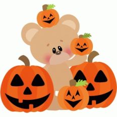 halloween bear with pumpkins
