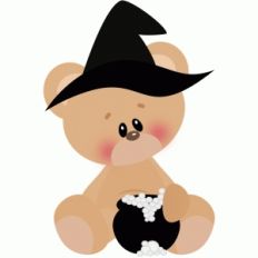 halloween witch bear with cauldron