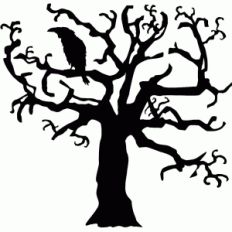 raven in spooky tree silhouette