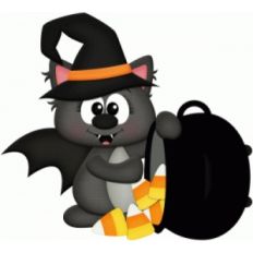 bat witch with cauldron