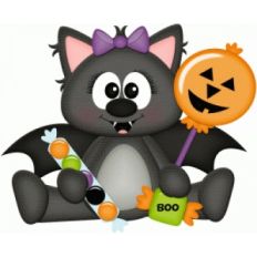 girl halloween bat with candy