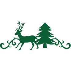 tree reindeer damask border