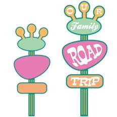 'our family road trip' retro sign