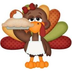 turkey holding pie