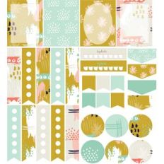 abstract planner stickers: mustard yellow set