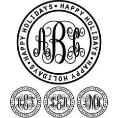 monogram elaborate script - happy holidays ring