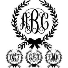 monogram basic script - bow wreath