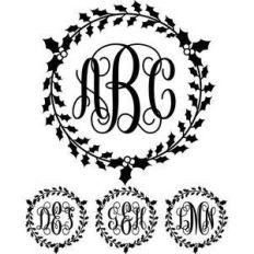 monogram basic script - holly wreath