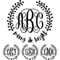 monogram basic script - merry and bright wreath