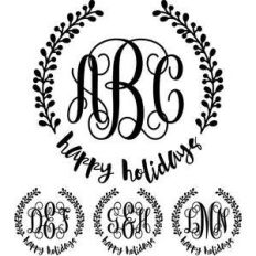 monogram basic script - happy holidays wreath