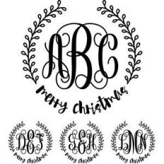 monogram basic script - merry christmas wreath