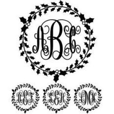 monogram elaborate script - holly wreath