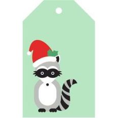 raccoon santa hat gift tag