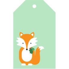 fox holly gift tag
