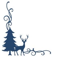 pine tree and deer corner flourish border