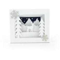 5x7 shadow box card deer mountains