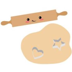 rolling pin with cookie dough