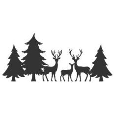 3 trees 3 deer border