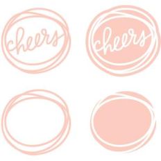 cheers word hand lettered scribble circle