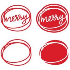 merry word hand lettered scribble circle