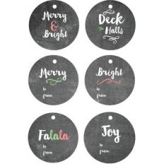 christmas chalkboard round gift tags