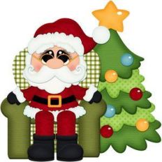 santa claus in chair with christmas tree
