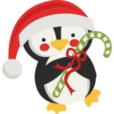 penguin holding candy cane