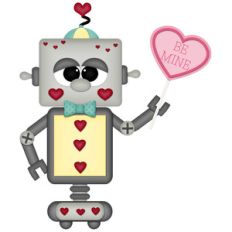 valentine robot with lollipop